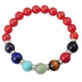 Natural Genuine Gemstone Chakra Stretch Bracelet 6mm Beads Sterling Silver Spacers Men/Women Small Medium Large Sizes