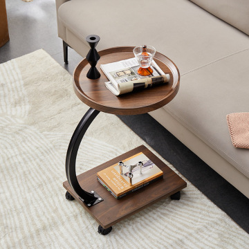 Tavolo laterale moderno nordico con ruote per soggiorno e camera da letto