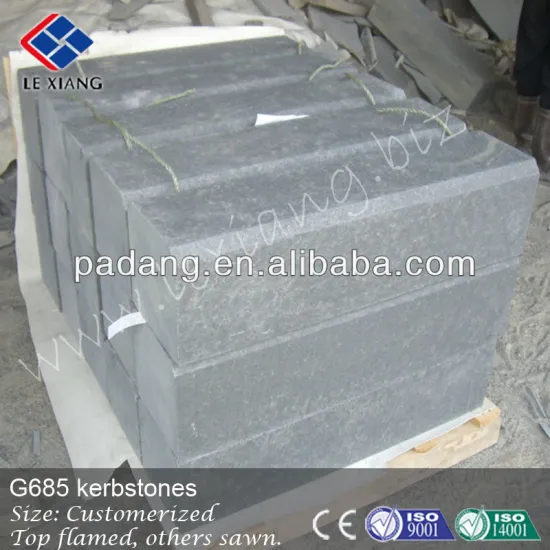 G685 black basalt flamed kerbstone, flamed granite kerbstone