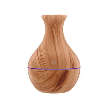 Portable Wood Grain Air Humidifier with Aroma Diffuser and Colorful Lights (130ML)