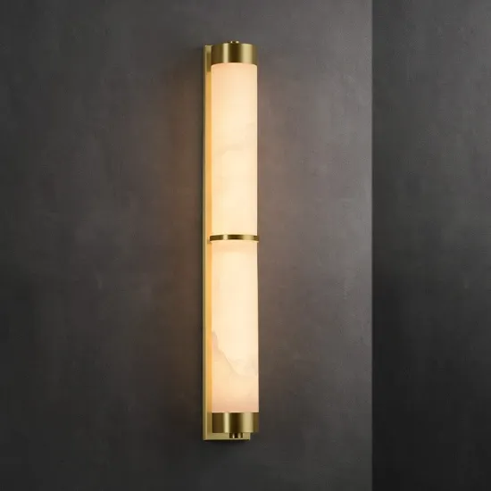 Modern Luxury Stone Marble Wall Sconce Lamp Copper Bedside Light