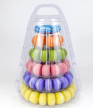 Hot Sale OEM Bakery Storage Box Plastic Cake Macaron Display Stand