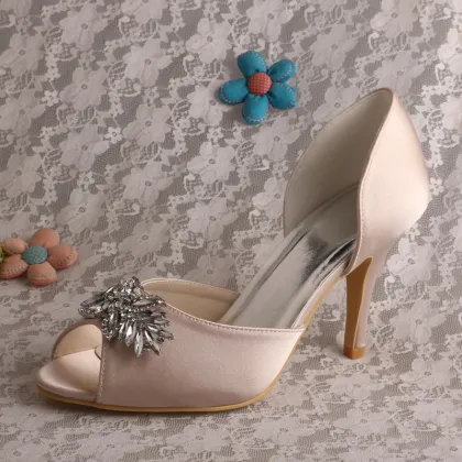 New Design Open Toe Satin Bridal Footwear Online