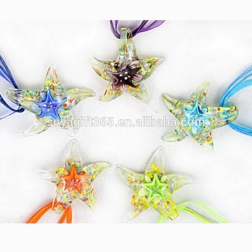 3D Floral Lampwork Glass Double Star Pendant For Necklace Diy