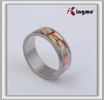 New design saint epoxy image finger ring