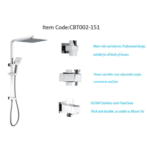 Shower Faucet Set Polish Chrome Bathroom Rain Shower System SUS304