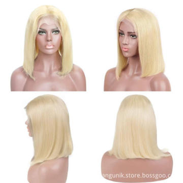 High Quality Human Virgin Hair Colorful Bob 13x4 HD Transparent Lace Front Wig Brazilian 613 Blonde Short Human Hair Bob Wig