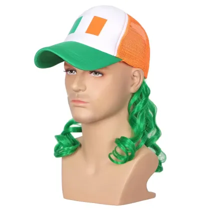 HLC ACC Custom Logo Green White and Orange Mullet Hat for St. Patrick's Day Ireland
