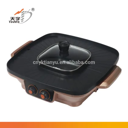 indoor die-casting aluminum korean style electric barbecue grill with hot pot