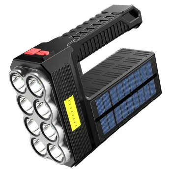 Outdoor Waterproof Torch Light with 8 LED and COB Side Light - USB/Solar Rechargeable Lantern