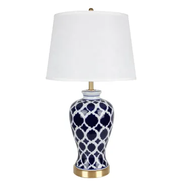 Modern Blue and White Porcelain Jar Ceramic Table Lamp for Home or Hotel