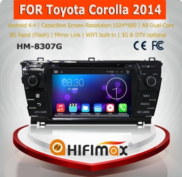 HIFIMAX New 8'' Android 4.4.4 high definition 1024*600 Quad-core car dvd gps navigation car stereo for Toyota Corolla 2014