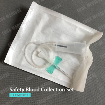 Aguja de recolección de sangre de seguridad con soporte previo a un atacado