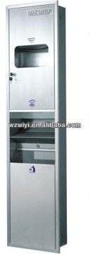 Hot Style Recessed install Stainless steel multi-purpose combination 3 in 1( Hand dryer + Paper Dispenser + Trash Bin )