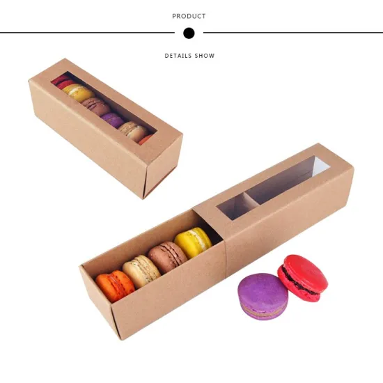Custom Logo Brown Kraft Paper Macarons Packaging Box