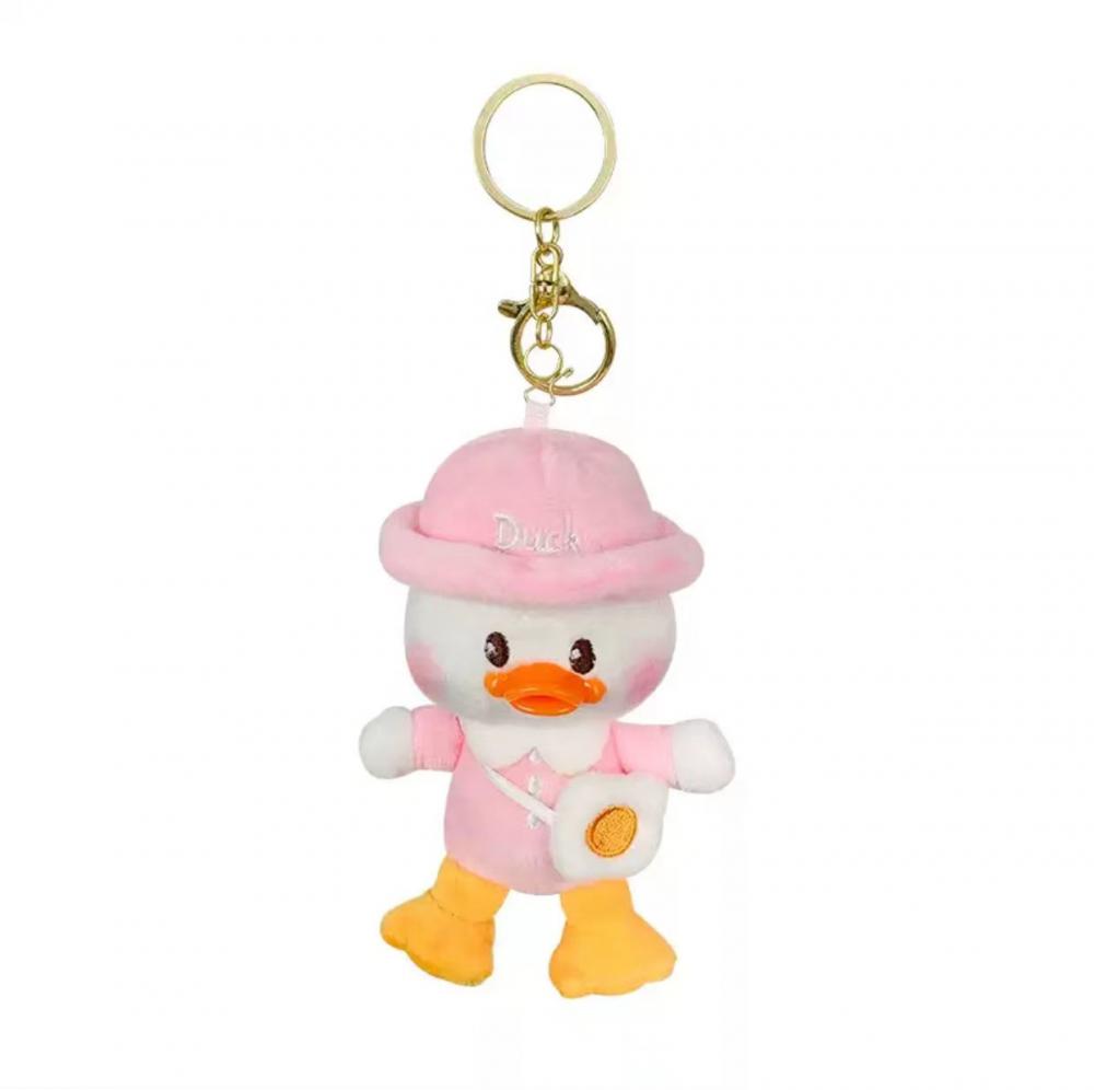 Cute pink hooded white goose pendant keychain