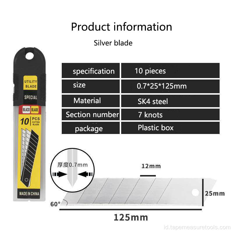 pisau utilitas 25mm pisau bagian besar 0.7mm