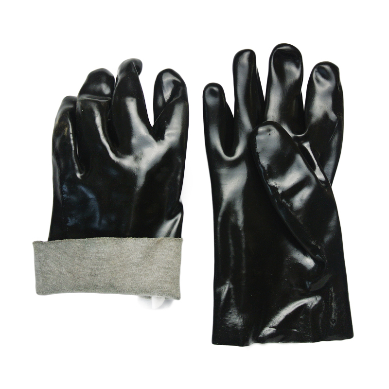 Черная химическая работа PVC перчатка
