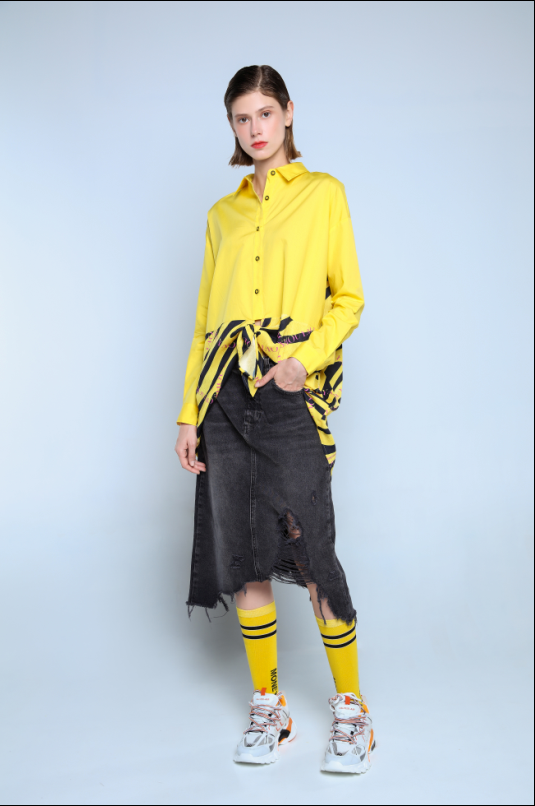LONG SLEEVE BLOUSE WITH STAND COLLAR