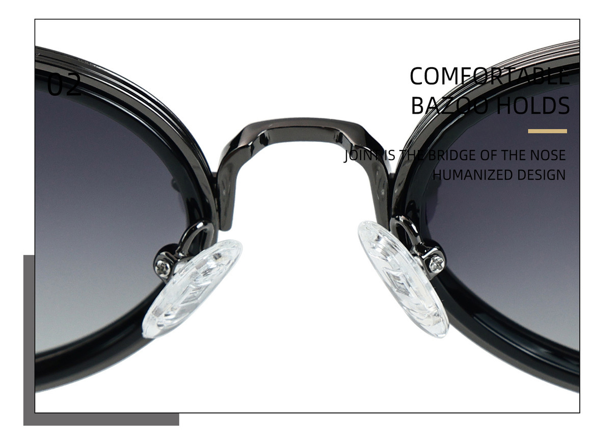 Unisex Oval Sunglasses with Textured Metal Temples ME2179-Nose Pads