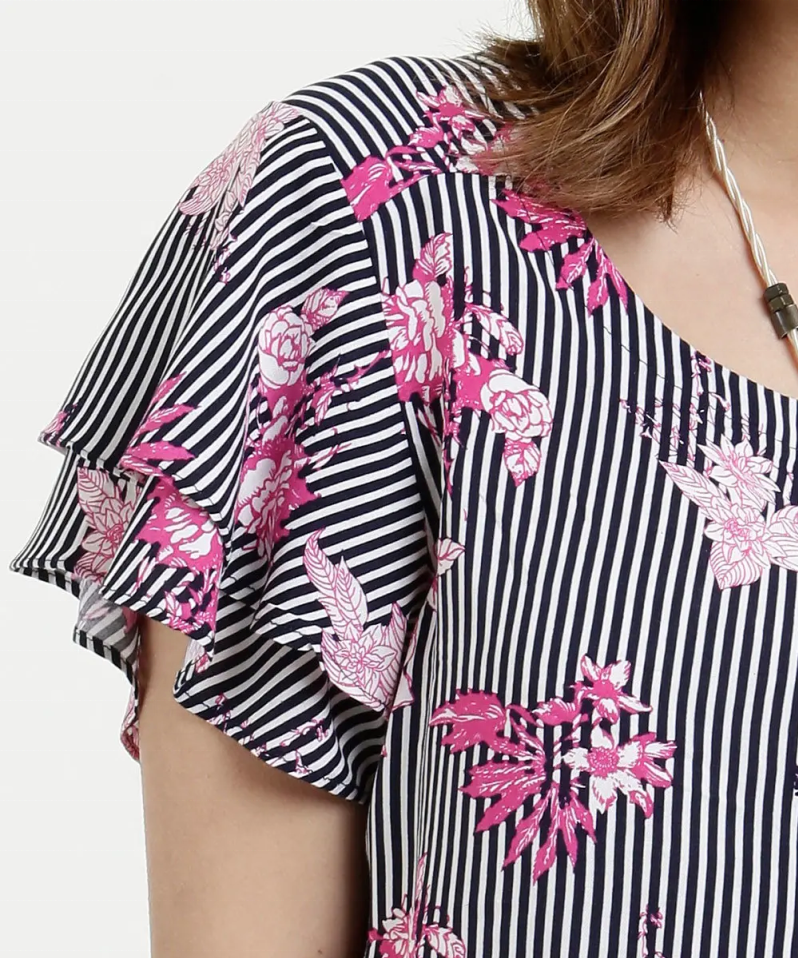 Blusa con estampado de flores para mujer con espalda shanpe v