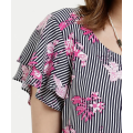 V shanpe back womens flower print blouse