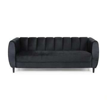 Modern Dark Brown Velvet 3-Seater Sofa for Living Room