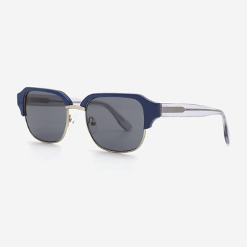 Rectangular Acetate And Metal Combined Male's Sunglasses 23A8053