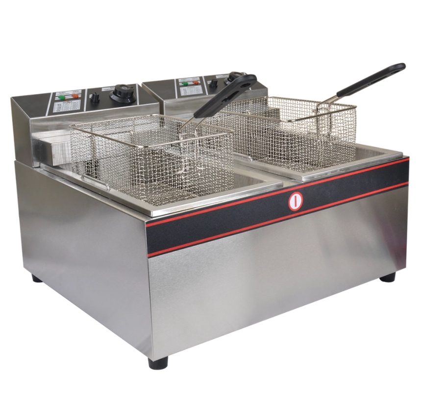 Commercial two-cylinder gas fryer with sieve