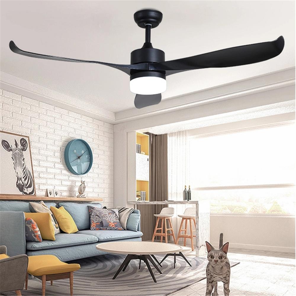 Modern acrylic black intelligent ceiling fan light