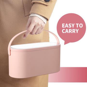 Specchio per trucco a LED portatile di alta moda con organizzatore di stoccaggio - pronto per la spedizione