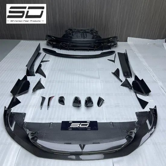 Dry Carbon Bodykit S Style Front Lip, Side Skirts, Rear Diffuser, and Rear Wing for Maserati MC20