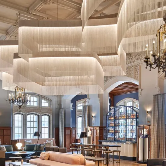 Customized Luxury Golden Aluminum Chain Artisanal Tassel Chandelier