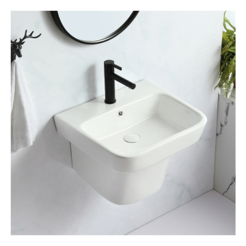 White Ceramic Square Wall Hung Hand Wash Basin for Bathroom