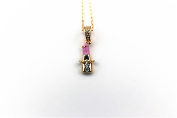 Fashion Necklace, Gold-Plated Crystal Lipstick Pendant Necklace, PT1276