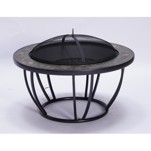 Outdoor Slate Fire Pit with Mesh Cover