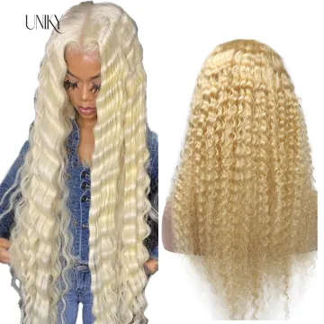 613 hd deep wave Wig Human Hair,Brazilian 613 Blonde Full Lace Human Hair Wig,30 Inch 613 Virgin Hair Human Hair Full Lace Wig