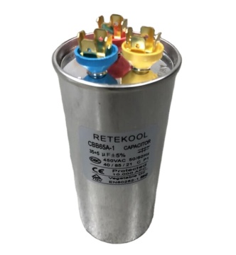 Capacutador de ejecución de motor de aluminio de fábrica 45UF 450V CBB65 para aire acondicionado