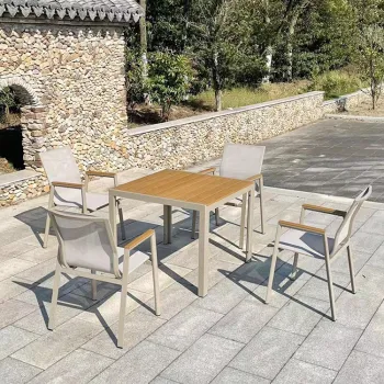 Aluminum and Teakwood Modern Outdoor Garden Patio Dining Sets KD