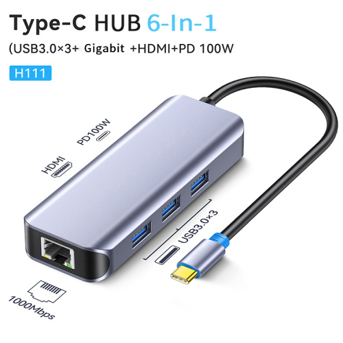 USB HUB Jasoz Multifunctional 6-In-1 Gigabit Hub Adapter Manufactory