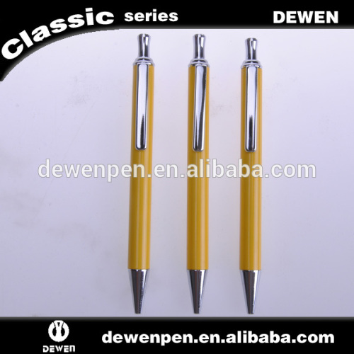 yellow body design metal click ballpoint pen