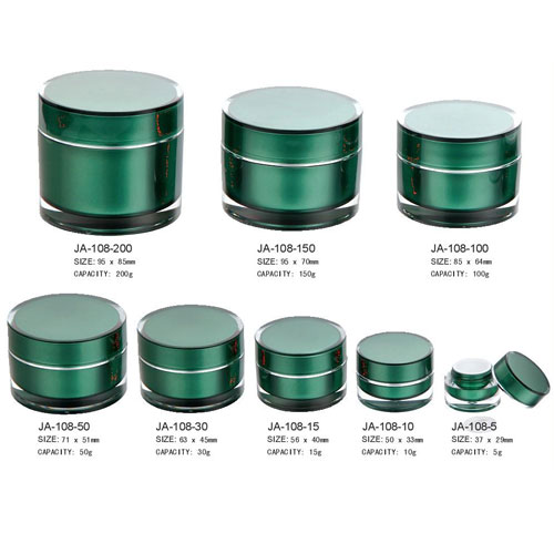 Green Clear Plastic Acrylic Cosmetic Jars