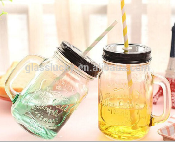 wholesale 16oz drink glass mason jar kitchen canisters with strew lid