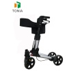 Home Care Double Folding Aluminium Rollator With Seat