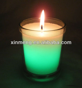 led candle with real flame in glass cup