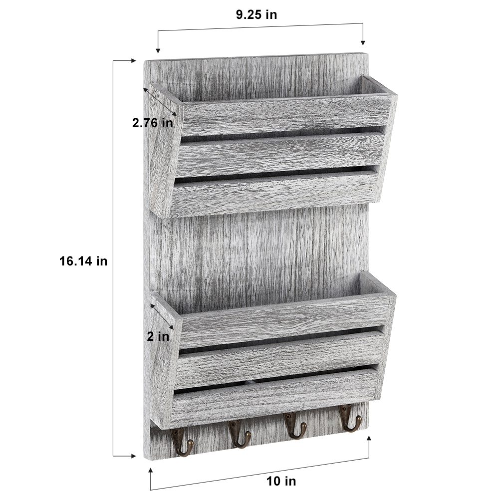 حامل تخزين مجلة Wooden 2-Slot مع السنانير الرئيسية