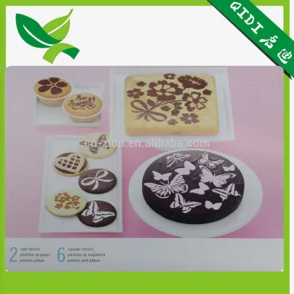 A set of plastic stencil for cake and cupcakes