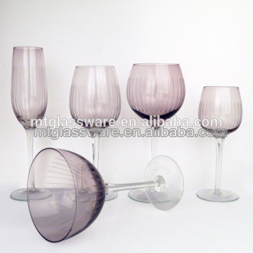 Purple Wine Glass With Clear Stem