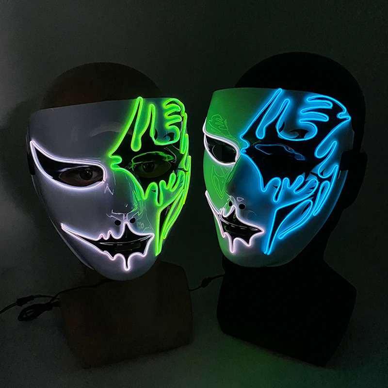 Split Face EL Wire Light Up Mask