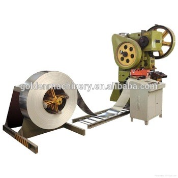 Coil Stock Feeding Connect punch press to make ice bucket/metal can lid line